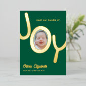 喜びの贈り物 本物のゴールドホイル写真 誕生 箔シーズンカード (立ち正面)