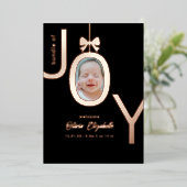 喜びの贈り物 本物のローズフォイル写真 出生 箔シーズンカード (立ち正面)