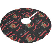 喜びの赤いクリスマスポインセチアのパターンの知り ブラッシュドポリエステルツリースカート (アングル)