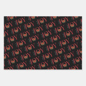 喜びの赤いクリスマスポインセチアのパターンの知り ラッピングペーパーシート (正面)