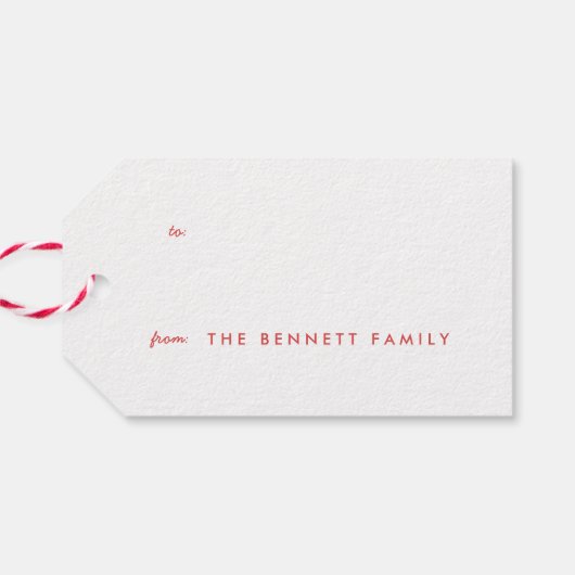 喜びの赤いスペッグのクリスマスプレゼントラベル ギフトタグ (裏面横)