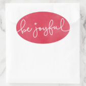 喜びの赤い水色の丸いシール 楕円形シール (バッグ)