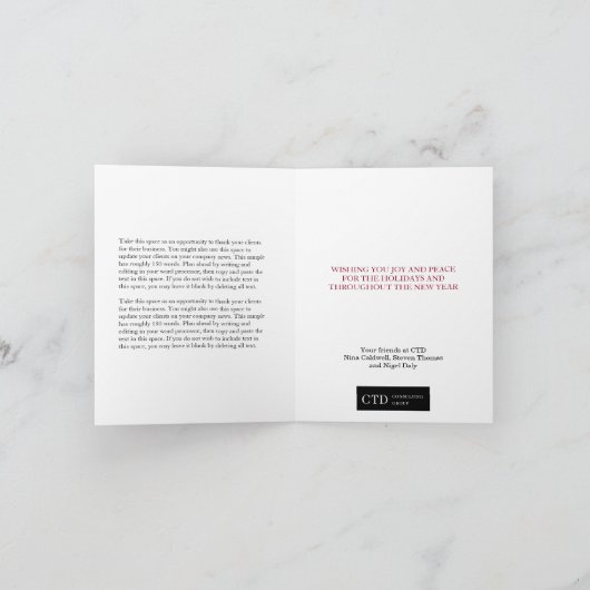 喜びの赤くシンプルなクリスマスの休日ビジネスロゴ シーズンカード (内部)