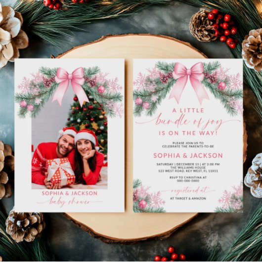 喜びの赤ちゃんシャワーの小さなバンドル招待状 招待状