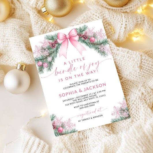 喜びの赤ちゃんシャワーの小さなバンドル招待状 招待状