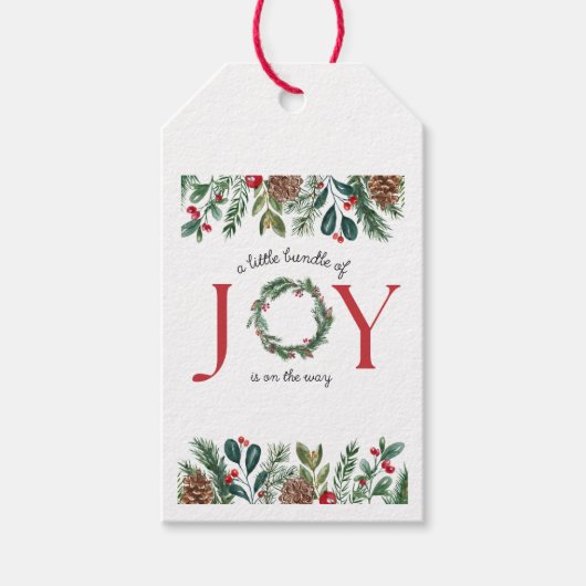 喜びの赤ちゃんシャワーの小さな束 ギフトタグ (正面)