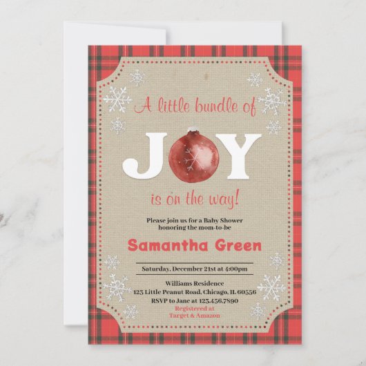 喜びの赤ちゃんシャワーの小さな束 招待状 (正面)