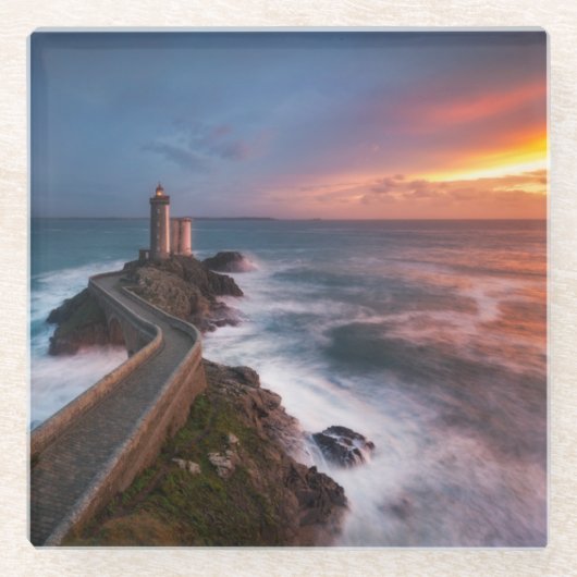 喜びの赤 ガラスコースター (正面)