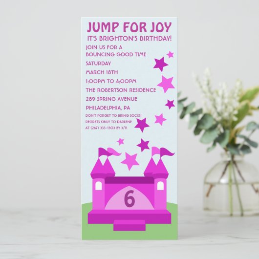 喜びの跳ね上がりの家の誕生日の招待状のために跳んで下さい 招待状 (スタンド正面)