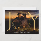 喜びの金ゴールドカップル写真クリスマス シーズンカード (正面)