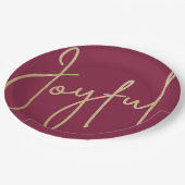 喜びの金ゴールドホイルフェイククランベリークリスマス ペーパープレート (アングル)