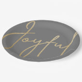 喜びの金ゴールドホイルフェイクグレークリスマス ペーパープレート (アングル)