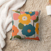 「喜びの開花カラフル：花飾り クッション (ブランケット)