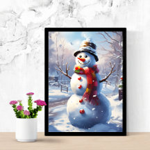 喜びの雪だるまウォールデコールポスター