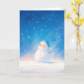 喜びの雪だるま カード (黄色い花)