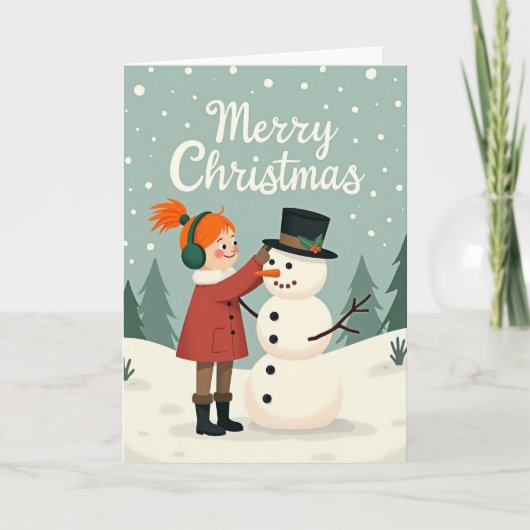 喜びの雪像 クリスマスカード カード (正面)