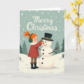 喜びの雪像 クリスマスカード カード (黄色い花)