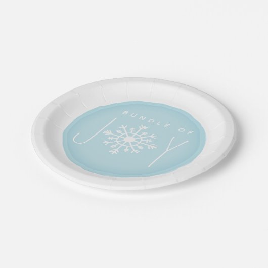 喜びの雪片の冬の青色児のシャワーの束 ペーパープレート (アングル)