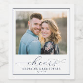 喜びの青いモダン写真 ワインラベル (シングルラベル)