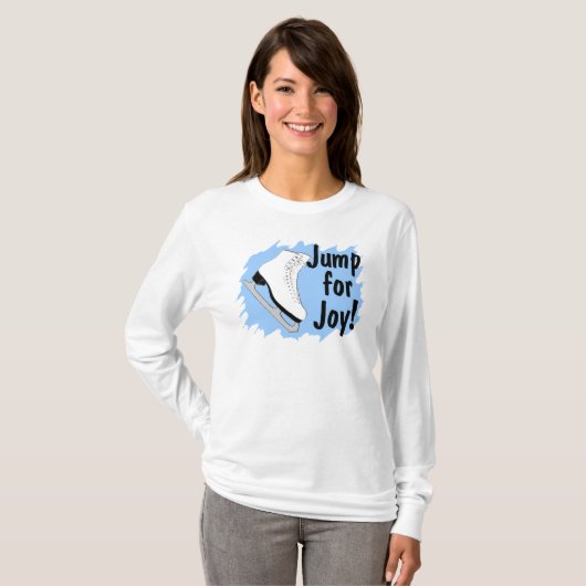 喜びの青のスケートのために跳んで下さい Tシャツ (正面フル)