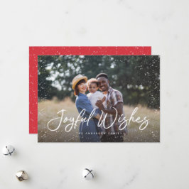 喜びの願いスクリプト雪の写真クリスマス シーズンカード