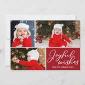 喜びの願いフェスティバル赤いクリスマスツリー3写真 シーズンカード (正面)