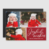 喜びの願いフェスティバル赤いクリスマス3フォトマグネット (正面/裏面)