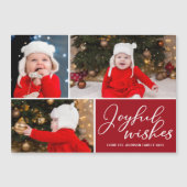 喜びの願いフェスティバル赤いクリスマス3フォトマグネット (正面)