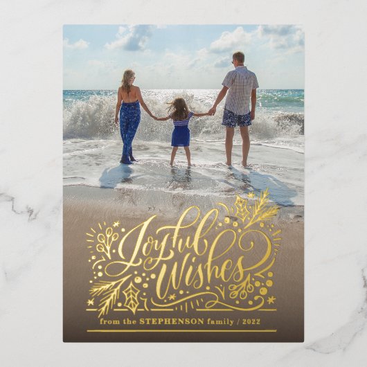 喜びの願いホイルホリデーポストカード 箔シーズンポストカード (正面)
