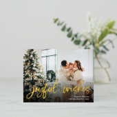 喜びの願い写真クリスマスフォイルホリデーポストカー 箔シーズンポストカード (立ち正面)