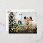 喜びの願い写真クリスマスフォイルホリデーポストカー 箔シーズンポストカード (正面/裏面)