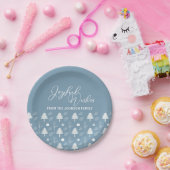 喜びの願い石板ブルーツリークリスマスパーティー ペーパープレート (パーティー)