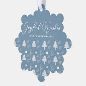 喜びの願い美しい青いクリスマスカスタム オーナメントカード (左)