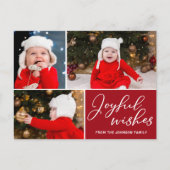 喜びの願い赤3家族の写真フェスティバル休日 ポストカード (正面)