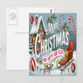 喜びの願い：お祭り気分満載のクリスマスカード ポストカード (正面/裏面)