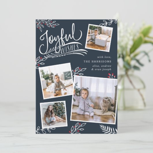 喜びの願い |クリスマスフォトコラージュカード シーズンカード (スタンド正面)