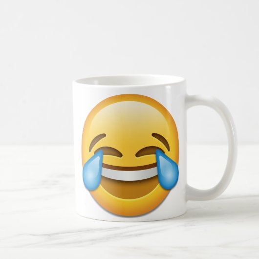 喜びのemojiの権利の破損が付いている顔 コーヒーマグカップ (右)