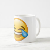 喜びのemojiの破損が付いている顔 コーヒーマグカップ (正面右)