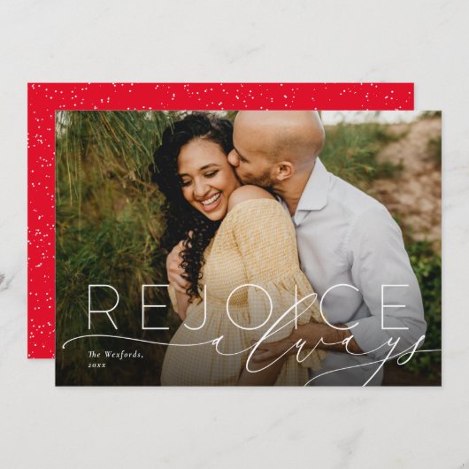 喜びはいつも宗教的なクリスマスの写真カード シーズンカード (正面/裏面)