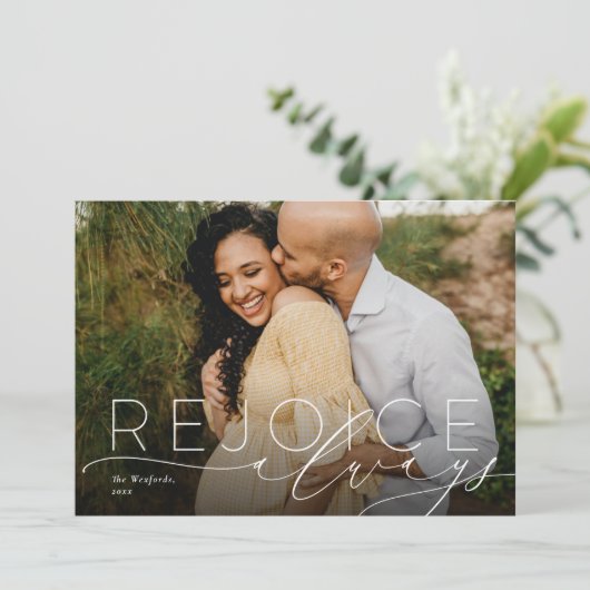 喜びはいつも宗教的なクリスマスの写真カード シーズンカード (スタンド正面)