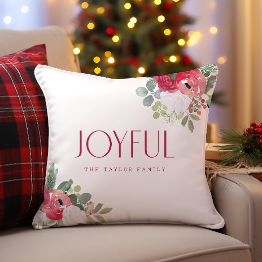 喜びはっきりしたの水の色花模様クリスマス クッション