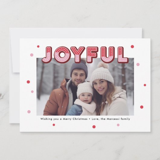 喜びはっきりしたの3Dタイポグラフィメリークリスマスフォト シーズンカード (正面)