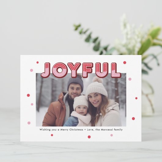 喜びはっきりしたの3Dタイポグラフィメリークリスマスフォト シーズンカード (スタンド正面)