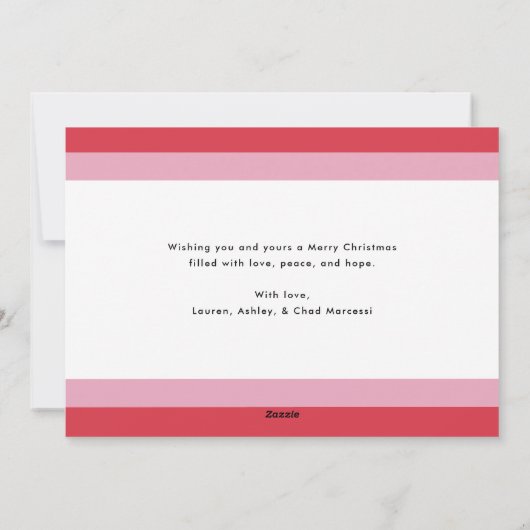 喜びはっきりしたの3Dタイポグラフィメリークリスマスフォト シーズンカード (裏面)