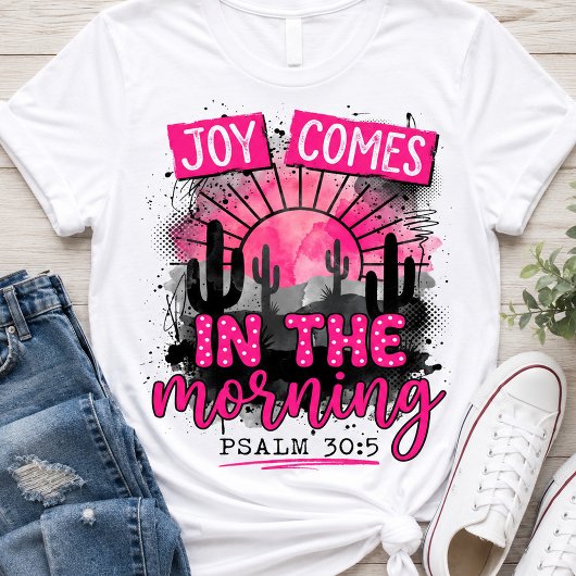 喜びは朝にやってくる 詩篇30:5 キリスト教 Tシャツ