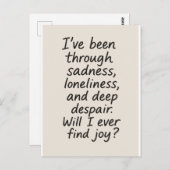 喜びは見つかるか？ – ミニマルな感情引用文 ポストカード (正面/裏面)