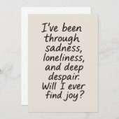 喜びは見つかるか？ – ミニマルな感情引用文 招待状 (正面/裏面)