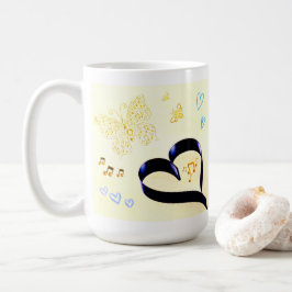 喜びは重要 - ミュージック・キャット - 蝶と蜂のゴールデン コーヒーマグカップ
