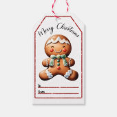 喜びを与える陽気なクリスマスのジンジャーブレッドラベル ギフトタグ (正面)