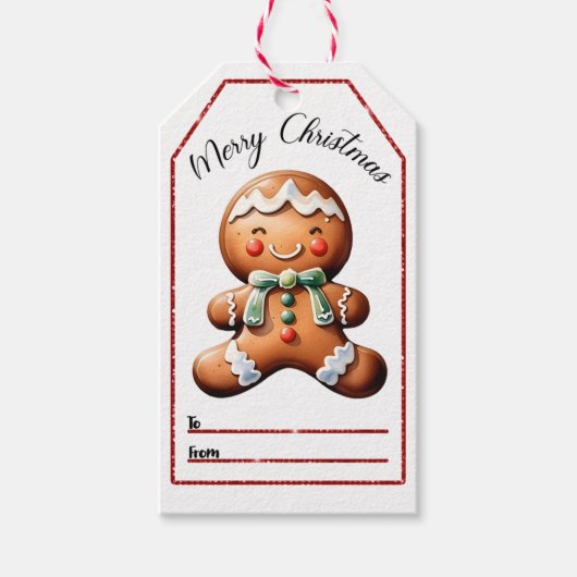 喜びを与える陽気なクリスマスのジンジャーブレッドラベル ギフトタグ (正面)